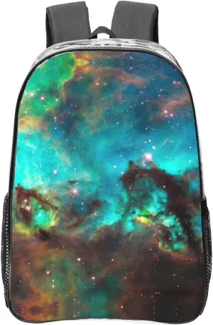 Universe Galaxy Space Print Backpack PVC Clear Bag Large Capacity Reinforced Straps Travel Work Daily Use