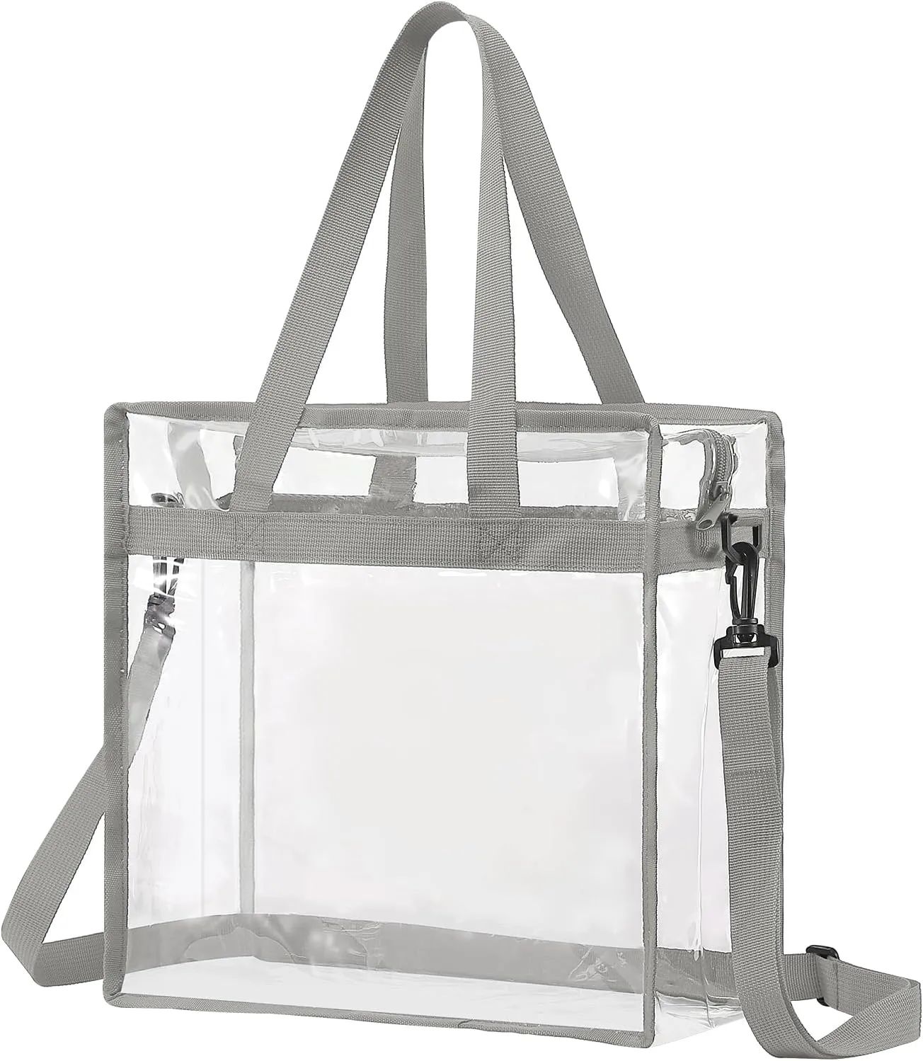 uxcell Clear Tote Bag, PVC Waterproof Closure Crossbody Shoulder Bag with Zipper and Adjustable Strap for Stadium Events