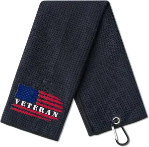 Veteran Golf Towels, Golf Accessory for Golf Bags, Golf Gifts for Veteran on National Golf Day, Birthday, Christmas, 16”x 24” Microfiber Golf Towel - Veteran