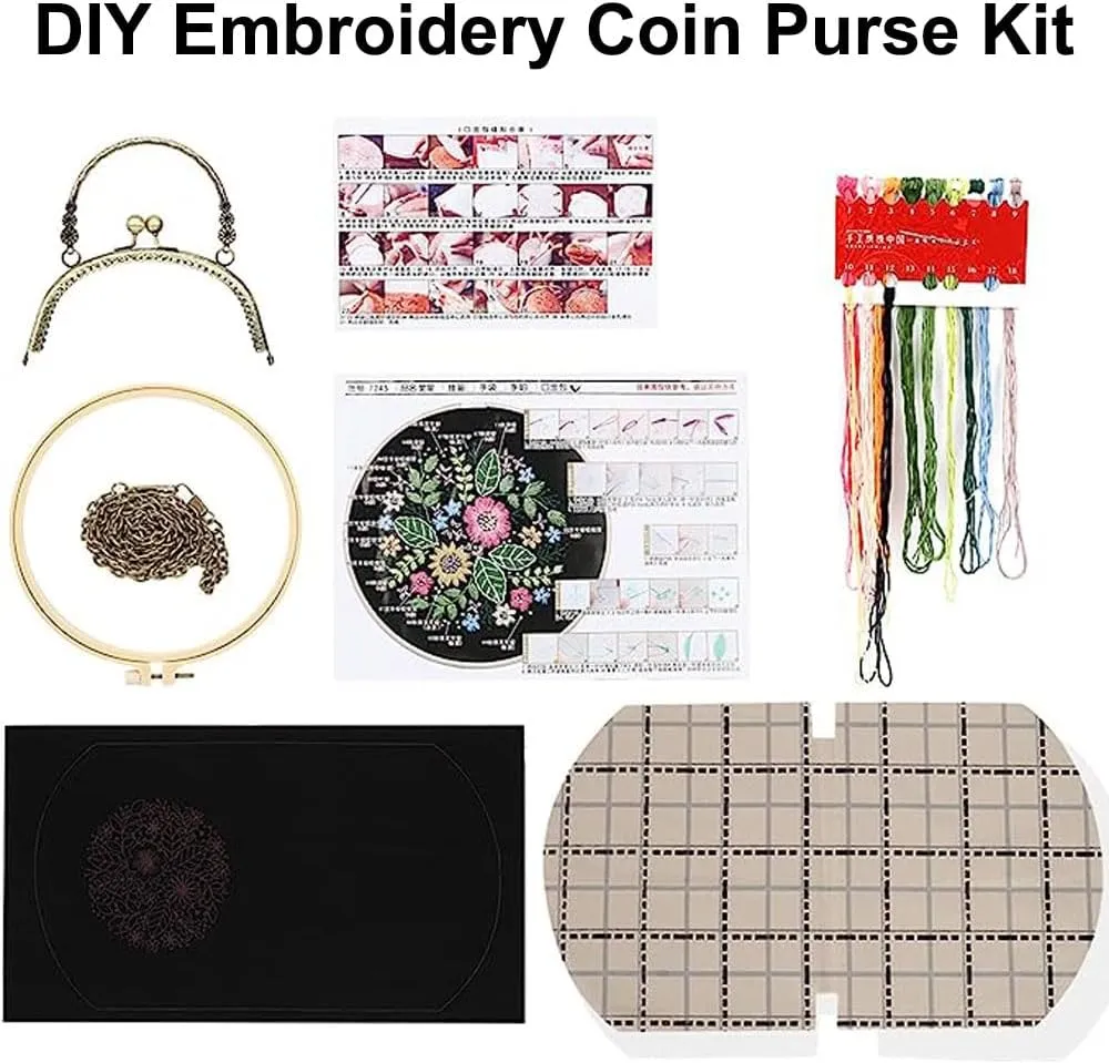 Vintage Yellow DIY Embroidered Handbag Kits Adults Easy Cross Stitch Kit with All Supplies