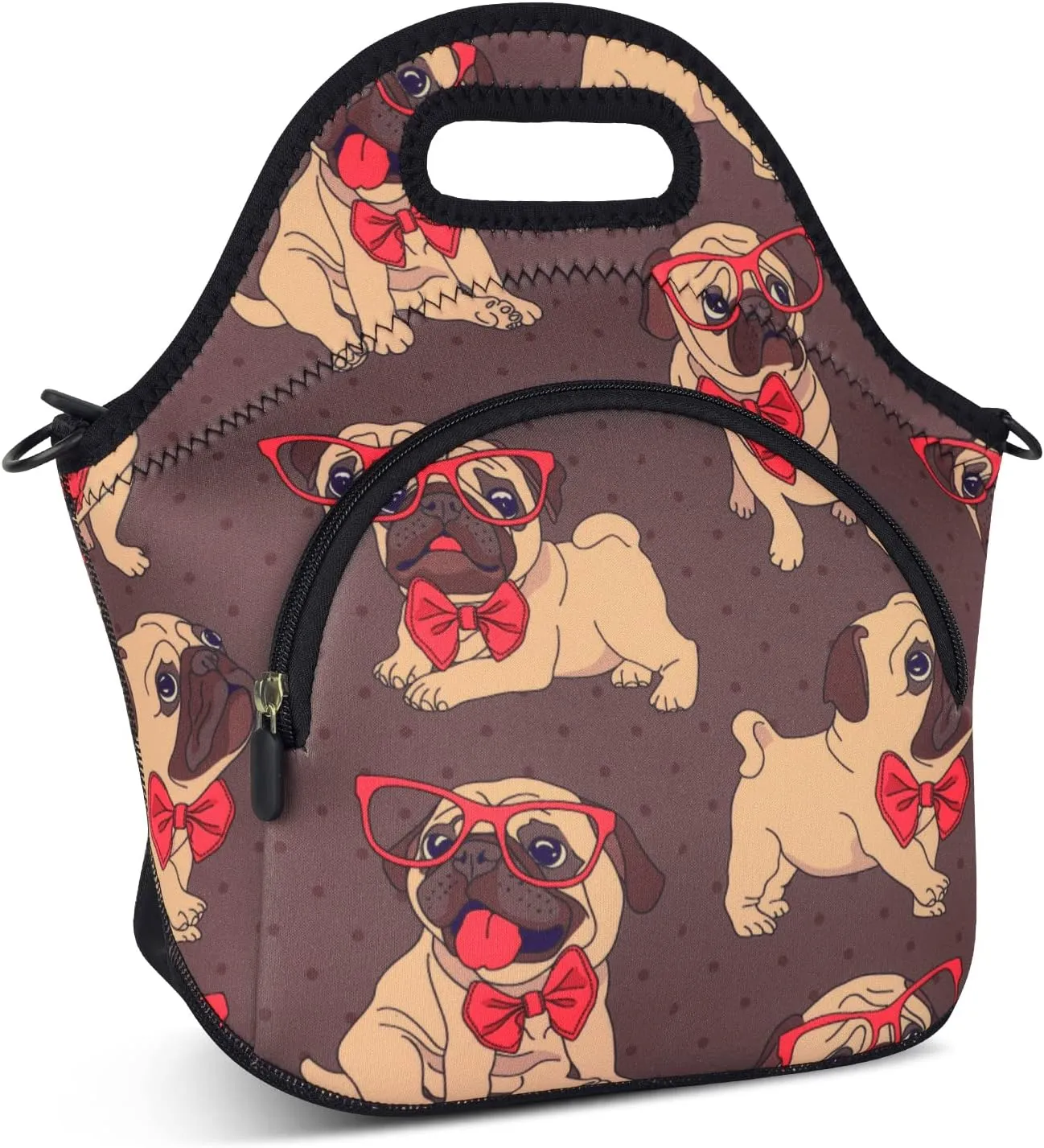 Violet Mist Neoprene Lunch Bag Reusable Insulated Cartoon Pug Snack Bags Dog Anime Animal Work Picnic Travel Tote Food Handbag