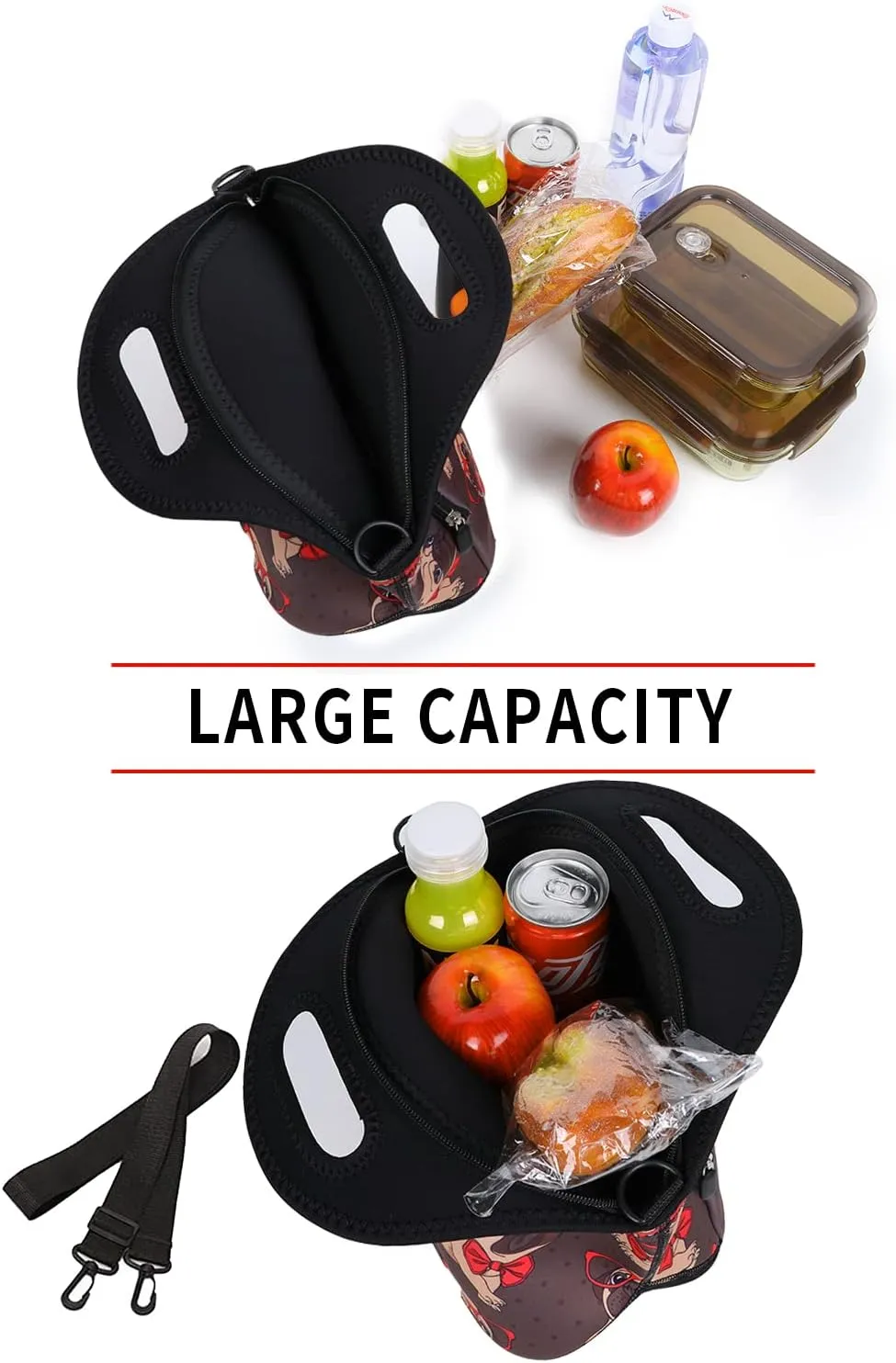 Violet Mist Neoprene Lunch Bag Reusable Insulated Cartoon Pug Snack Bags Dog Anime Animal Work Picnic Travel Tote Food Handbag