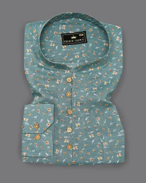 Viridian Green Ditsy Printed Premium Tencel Kurta Shirt