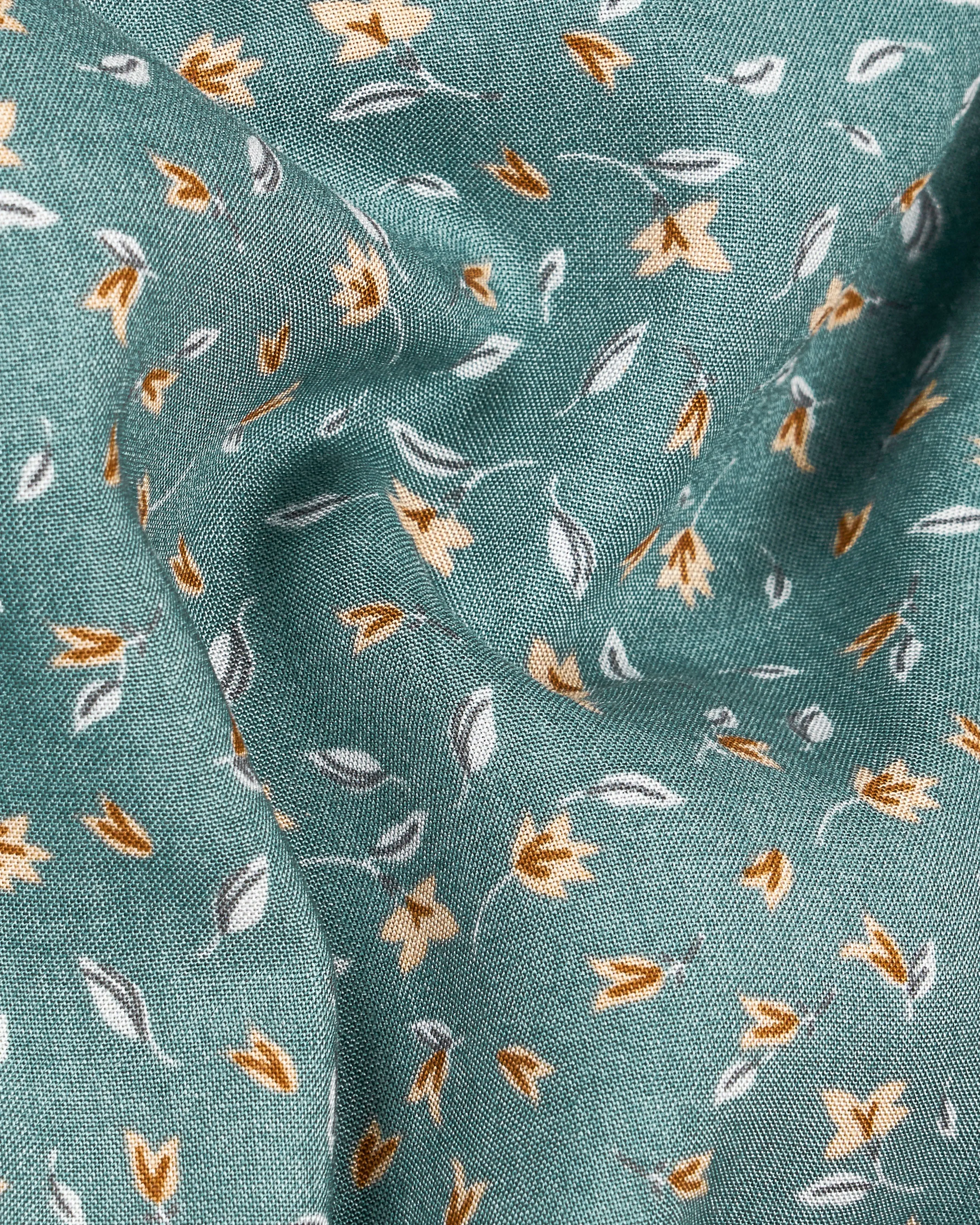 Viridian Green Ditsy Printed Premium Tencel Kurta Shirt