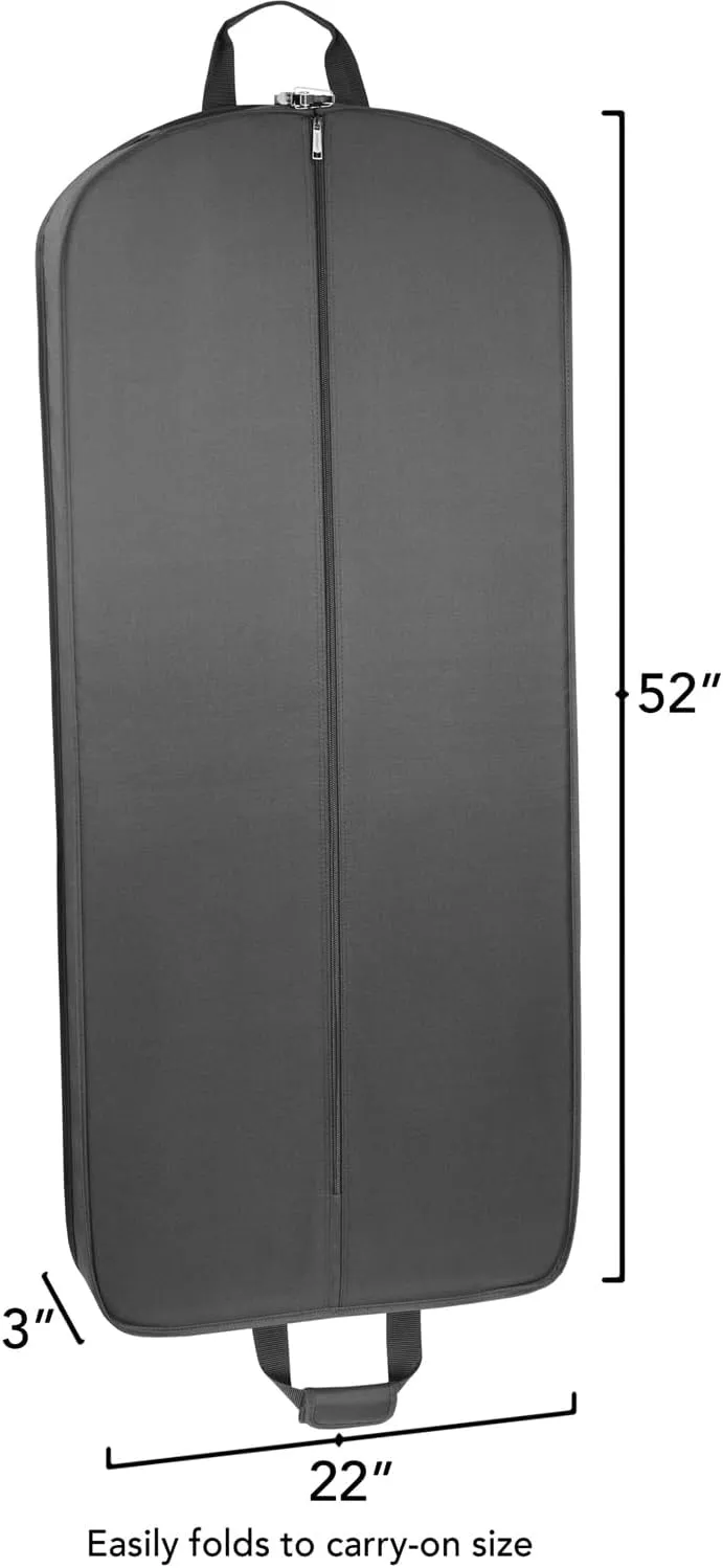 WallyBags Garment Bag Deluxe Carry On Travel Two Pockets for Men & Women, Black 931, 52-inch
