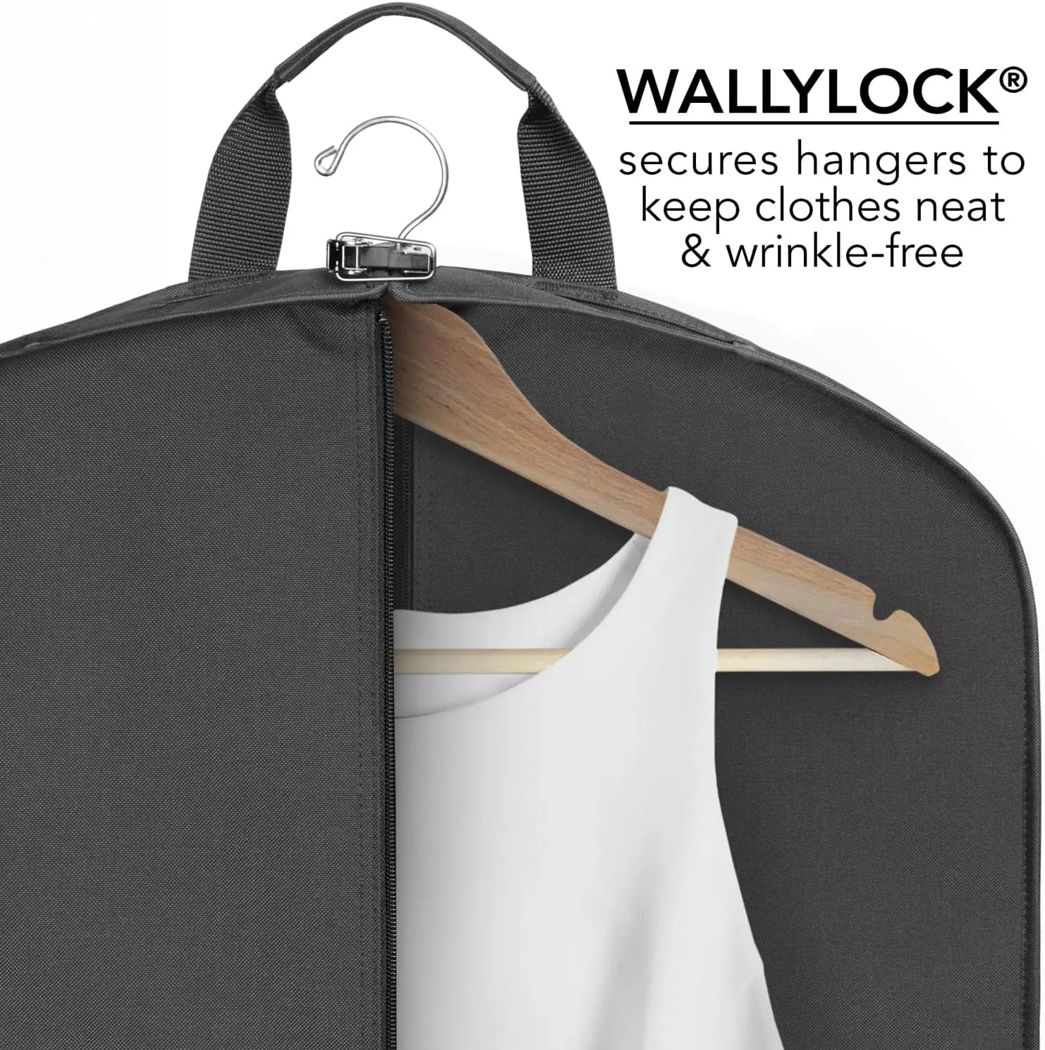 WallyBags Garment Bag Deluxe Carry On Travel Two Pockets for Men & Women, Black 931, 52-inch