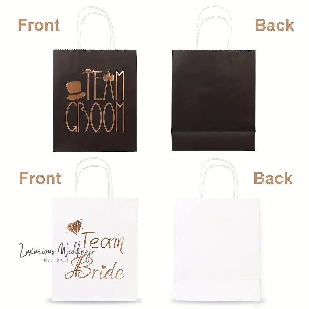 Wedding Party Gift Bags - 12pcs, Rose Gold Foiled, Bridal Shower Favors