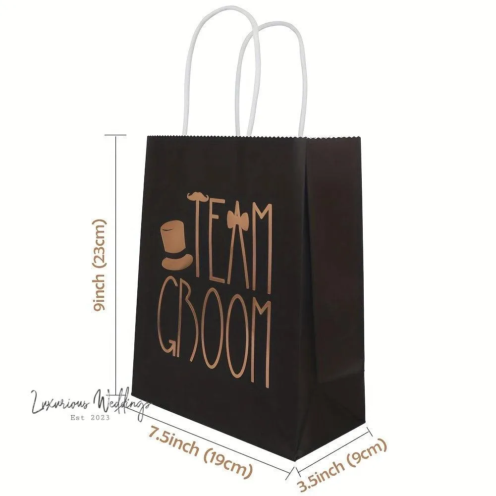 Wedding Party Gift Bags - 12pcs, Rose Gold Foiled, Bridal Shower Favors