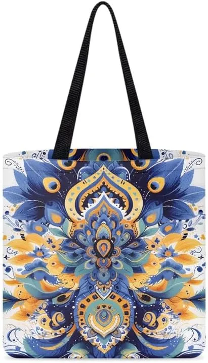 Western Highland Dog Canvas Tote Bags Corgi Puppy Big Handbag Pumpkin Maple Leaves Shoulder Bag for College Grocery