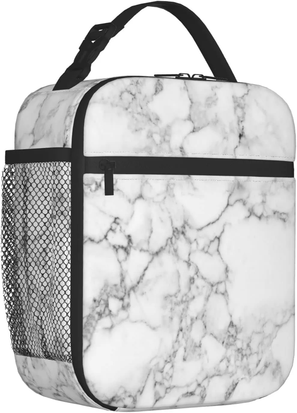 White Marble Lunch Bag For Kids Boys Girls,Insulated Lunch Box For Women,Leakproof Cooler Food Lunch Containers Reusable High Capacity Lunch Tote Bags For School,Work, Travel, Outdoor