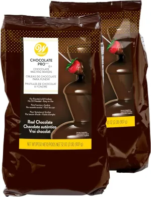 Wilton Chocolate Pro Melting Wafers Bundle, Easy-to-Use Fountain & Fondue Chocolate, Smooth Flowing & Quick Melting for Dipping Fruit, Cookies & Snacks, 2-Pack, 2lb. Each, Packaging May Vary