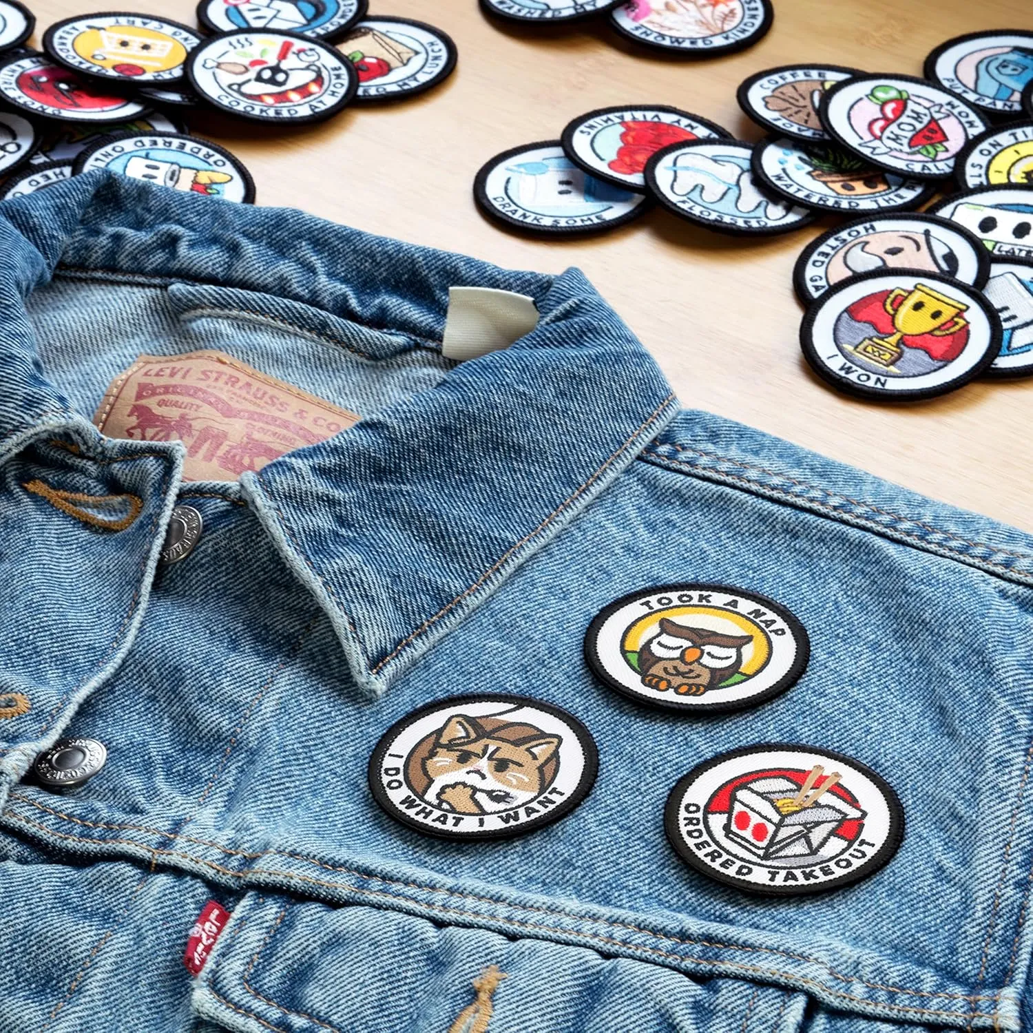 Winks For Days Adulting Merit Badge Embroidered Iron-On Patches (Achievements - Set 4) - Includes Three (3) 2” Patches: I Do What I Want, Took A Nap, and Ordered Takeout