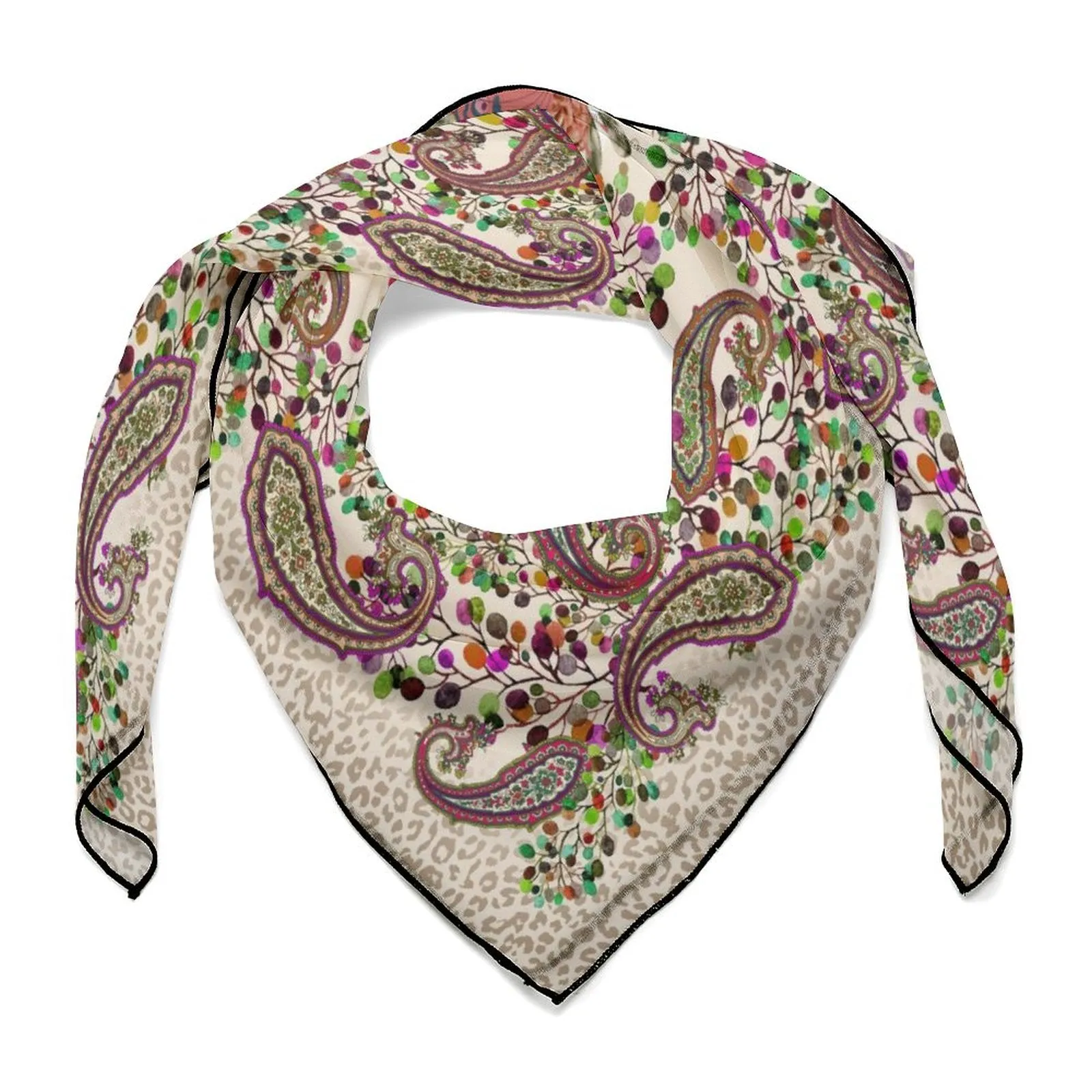 Winter Berry Paisley Lunamoth Scarf, Floral Paisley Hair Scarf