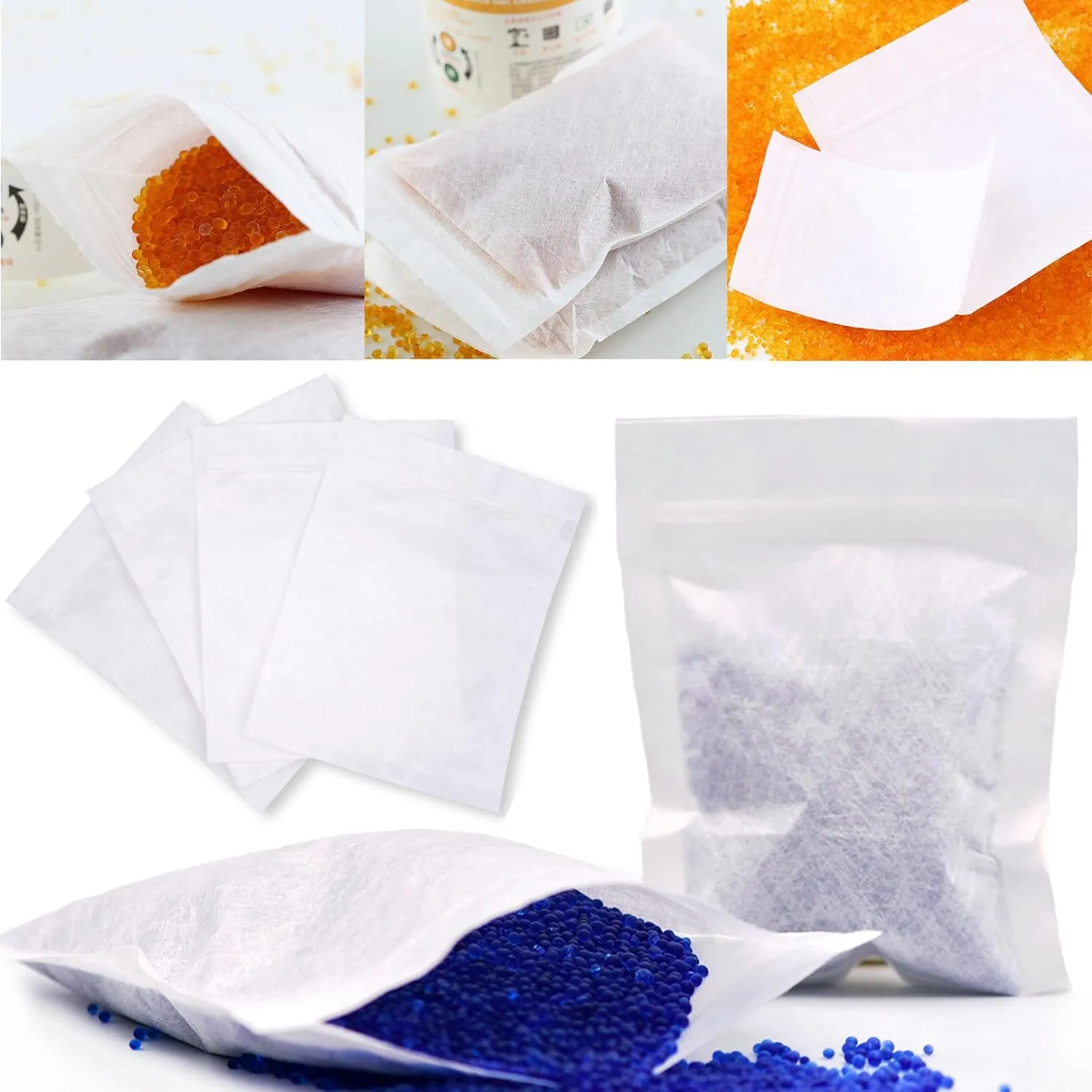 Wisesorb 20 Pack of Paper Bags, Zip Lock Resealable Nonwoven Zip Bags, Breathable for Small Items, Silica Gel Beads, Desiccant, Jewelry, Samples, 4.3 by 6.3 Inch