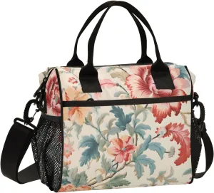 Women Cooler Bags Lunch Bag Reusable Insulated Lunch Bags Floral Oriental Crossbody with Shoulder Strap Adults S
