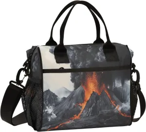 Women Cooler Bags Lunch Bag Reusable Insulated Lunch Bags Volcano Eruption Crossbody with Shoulder Strap Adults S