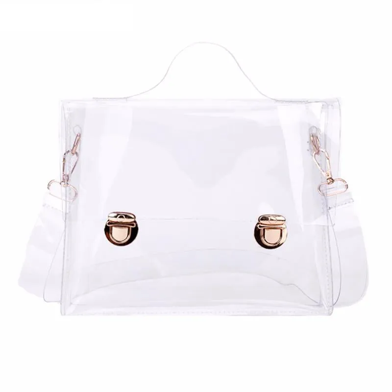 Women Summer Beach Bag Clear PVC Transparent Bags Waterproof Small Shoulder Crossbody Messenger Bags Handbags Totes