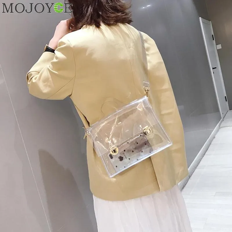 Women Summer Beach Bag Clear PVC Transparent Bags Waterproof Small Shoulder Crossbody Messenger Bags Handbags Totes