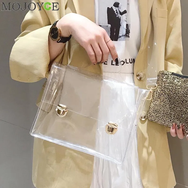 Women Summer Beach Bag Clear PVC Transparent Bags Waterproof Small Shoulder Crossbody Messenger Bags Handbags Totes