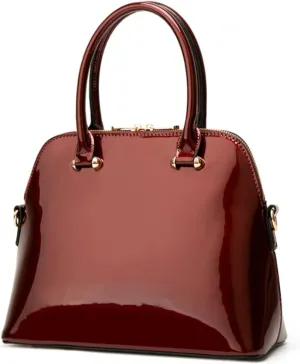 Women Top-handle Handbag Purse Glossy Patent PU Shell Shoulder Crossbody Bag Satchel Tote