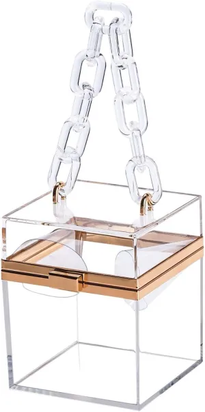 Women's Clear Acrylic Clutch Purse Cute Evening Bag Party Travel Jelly Square Box Chain Handbag Medium
