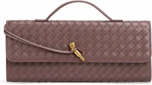 Women's for Woven Evening Bags Vegan Leather Clutch Handbags, Trendy Crossbody Bag Clutch Purses