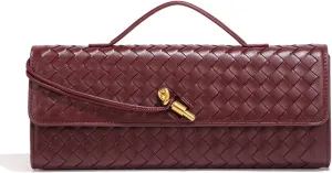 Women's for Woven Evening Bags Vegan Leather Clutch Handbags, Trendy Crossbody Bag Clutch Purses