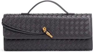 Women's for Woven Evening Bags Vegan Leather Clutch Handbags, Trendy Crossbody Bag Clutch Purses