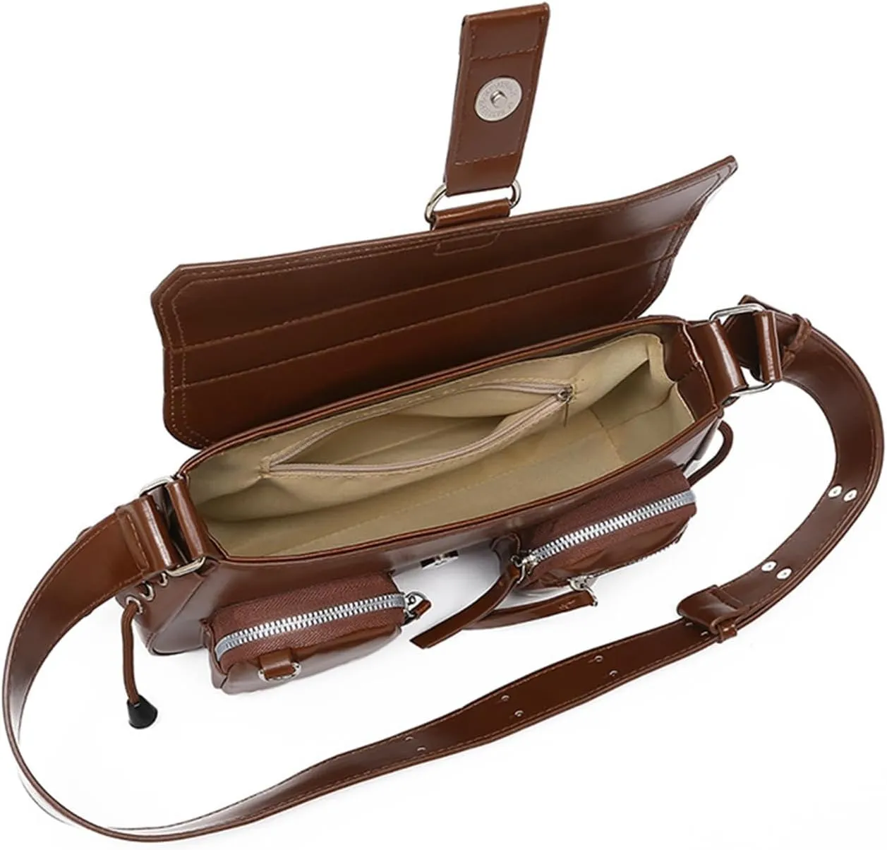 Women's Glossy Y2K Buckle Retro Boho Bags PU Leather Clutch Purses Shoulder Strap Message Handbags