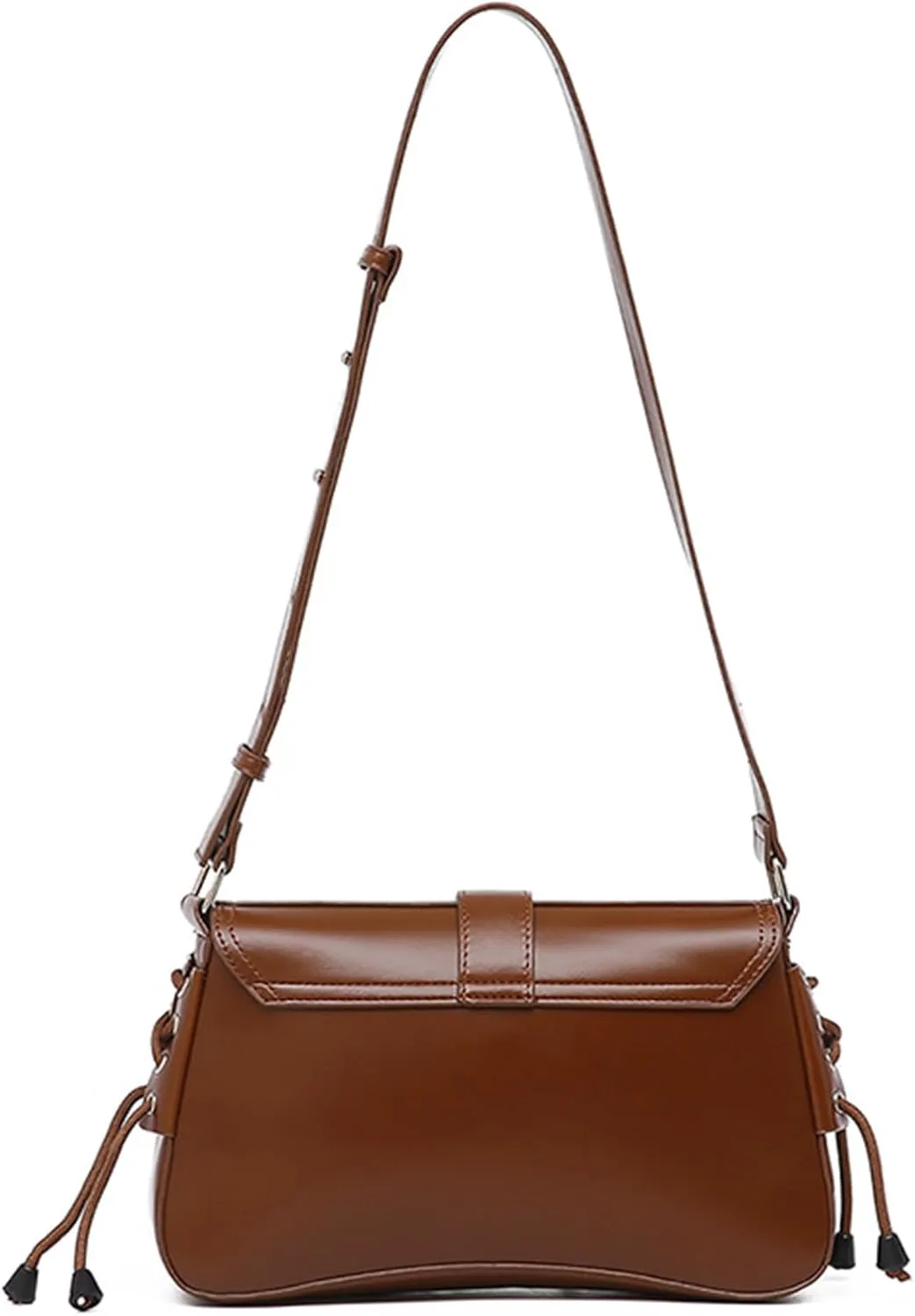 Women's Glossy Y2K Buckle Retro Boho Bags PU Leather Clutch Purses Shoulder Strap Message Handbags