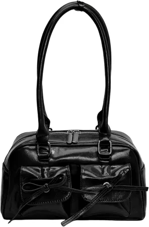 Women's Glossy Y2K Retro Hobo Bags PU Leather Underarm Purses Clutch Shoulder Strap Handbags