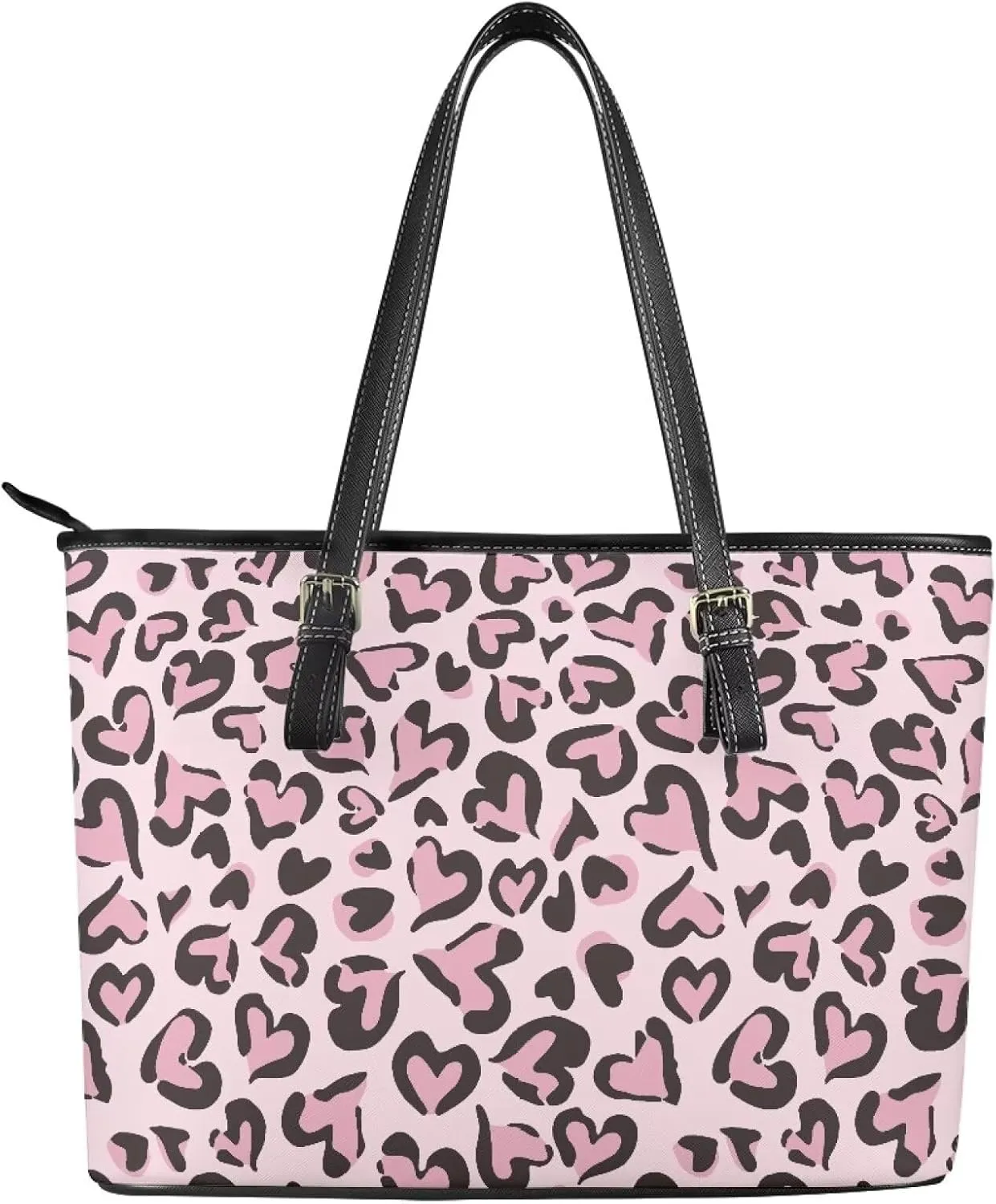 Womens Large Zipper Tote Bag with Pockets Personalized Tote Bags Leather