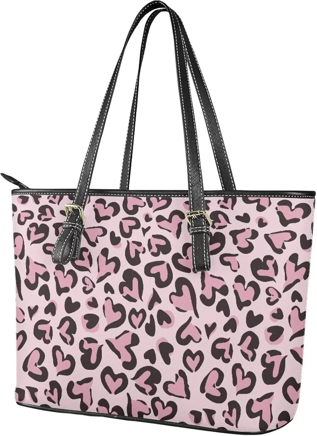 Womens Large Zipper Tote Bag with Pockets Personalized Tote Bags Leather