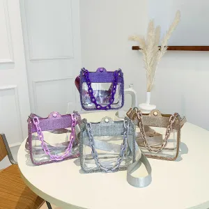 Women's New Fashionable Transparent Chain Portable Shoulder Bags