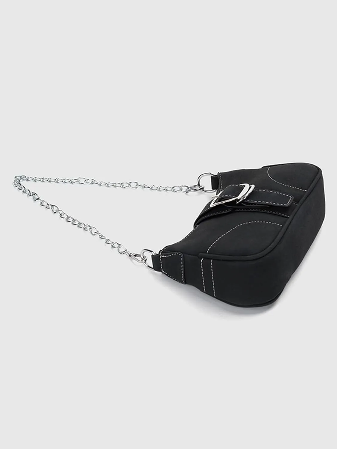 Women's Retro Buckle Hobo Bags PU Leather Clutch Shoulder Strap Underarm Purses Tote Handbags With Chain