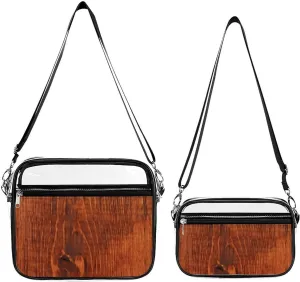 Wood Grain Look Transparent Cross Bag Two-piece Set