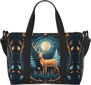 Xmas Gift Deer print Handbag Oxford shoulder bag casual shoulder bag weekend bag large capacity storage bag