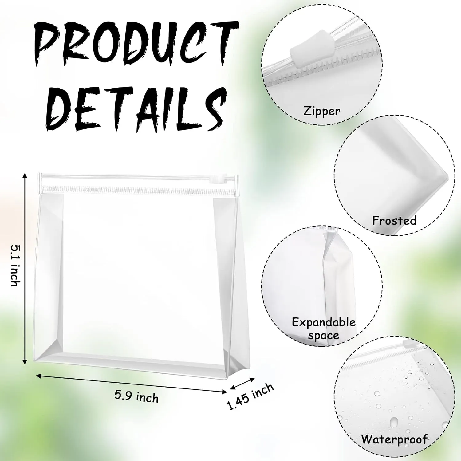 Xuniea 50 Pieces Mini Clear Makeup Bag Small Clear Zipper Pouch Travel Bag for Toiletries Plastic Cosmetic Organizer Waterproof for Women Men Vacation(5.9 x 5.1 x 1.45 In,Transparent)