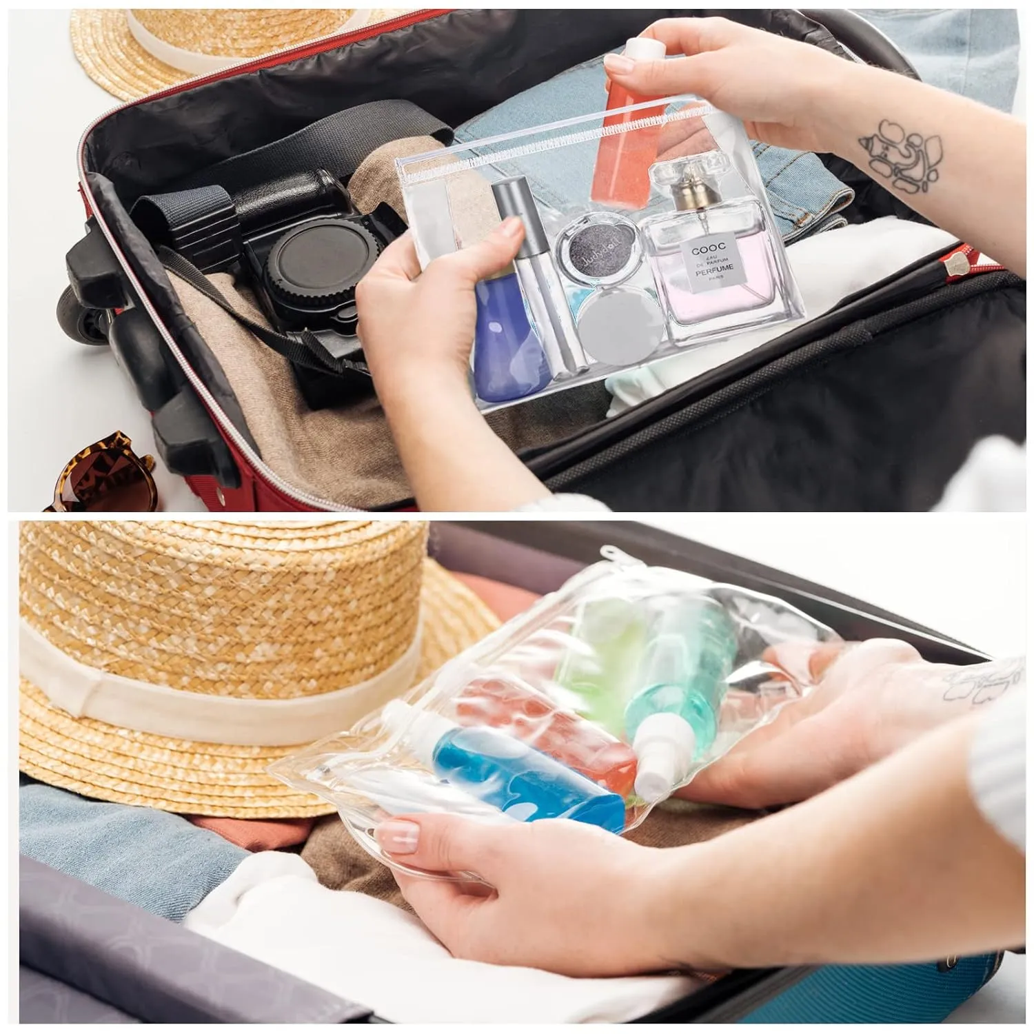 Xuniea 50 Pieces Mini Clear Makeup Bag Small Clear Zipper Pouch Travel Bag for Toiletries Plastic Cosmetic Organizer Waterproof for Women Men Vacation(5.9 x 5.1 x 1.45 In,Transparent)