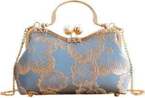 YeBon Retro Shoulder Chain Messenger Clutch Chinese Style Embroidered Jacquard Women's Evening Bags L