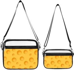 Yellow Cheese Pattern Transparent Cross Bag Two-piece Set, Fashionable Transparent Bag