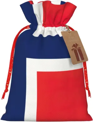 YHBLYKXP Norwegian flag print Drawstring Christmas Packing Bag Reusable Present Bag for Birthday Thanksgiving Party