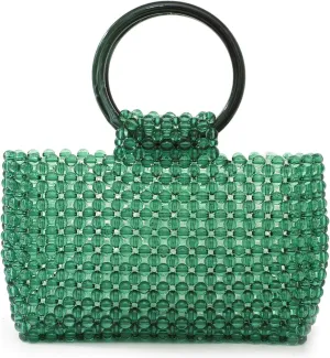YUSHINY Women Colored Transparent Beaded Acrylic Handbag Evening Handmade Bags for Wedding Party (Green)