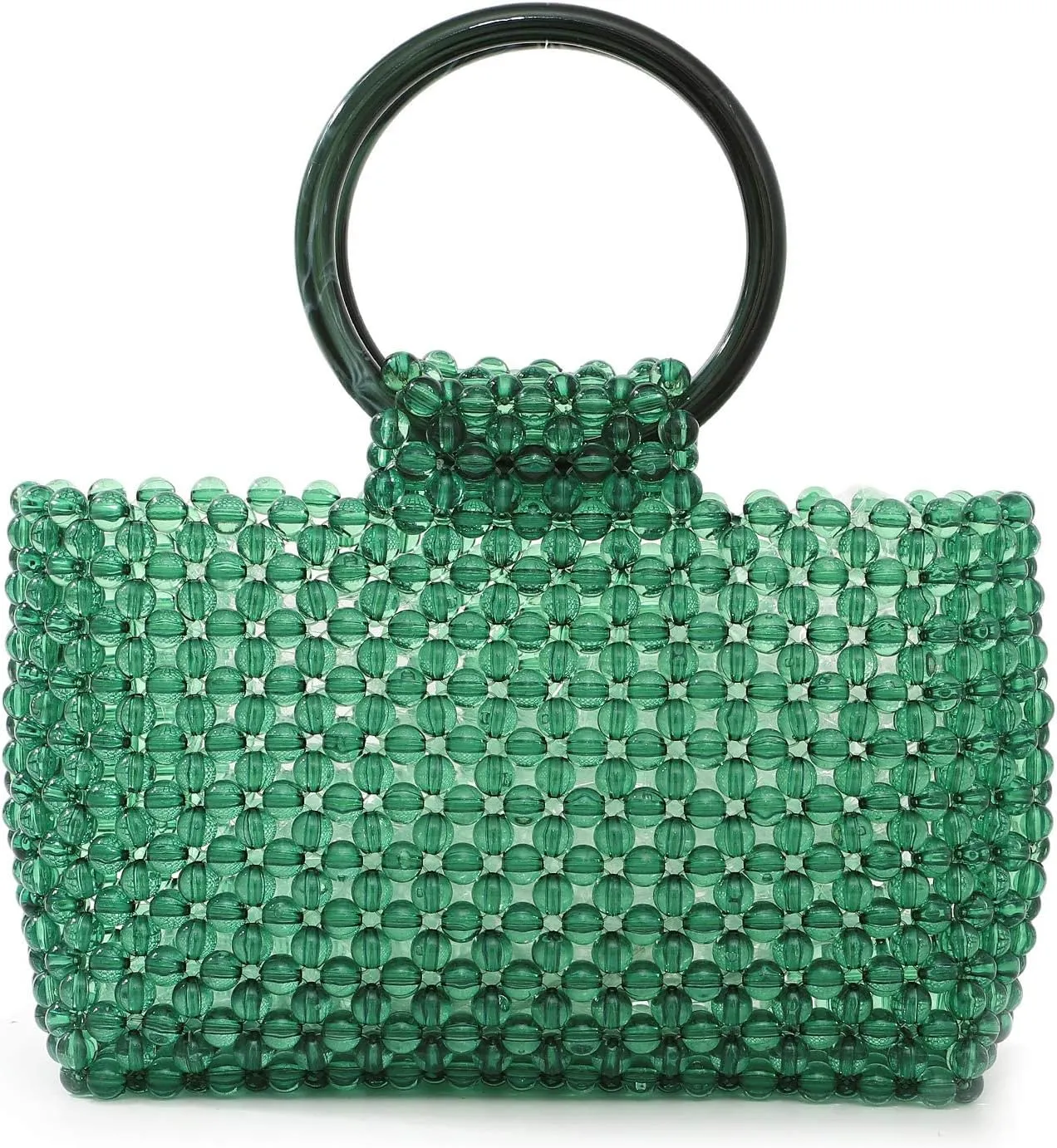 YUSHINY Women Colored Transparent Beaded Acrylic Handbag Evening Handmade Bags for Wedding Party (Green)