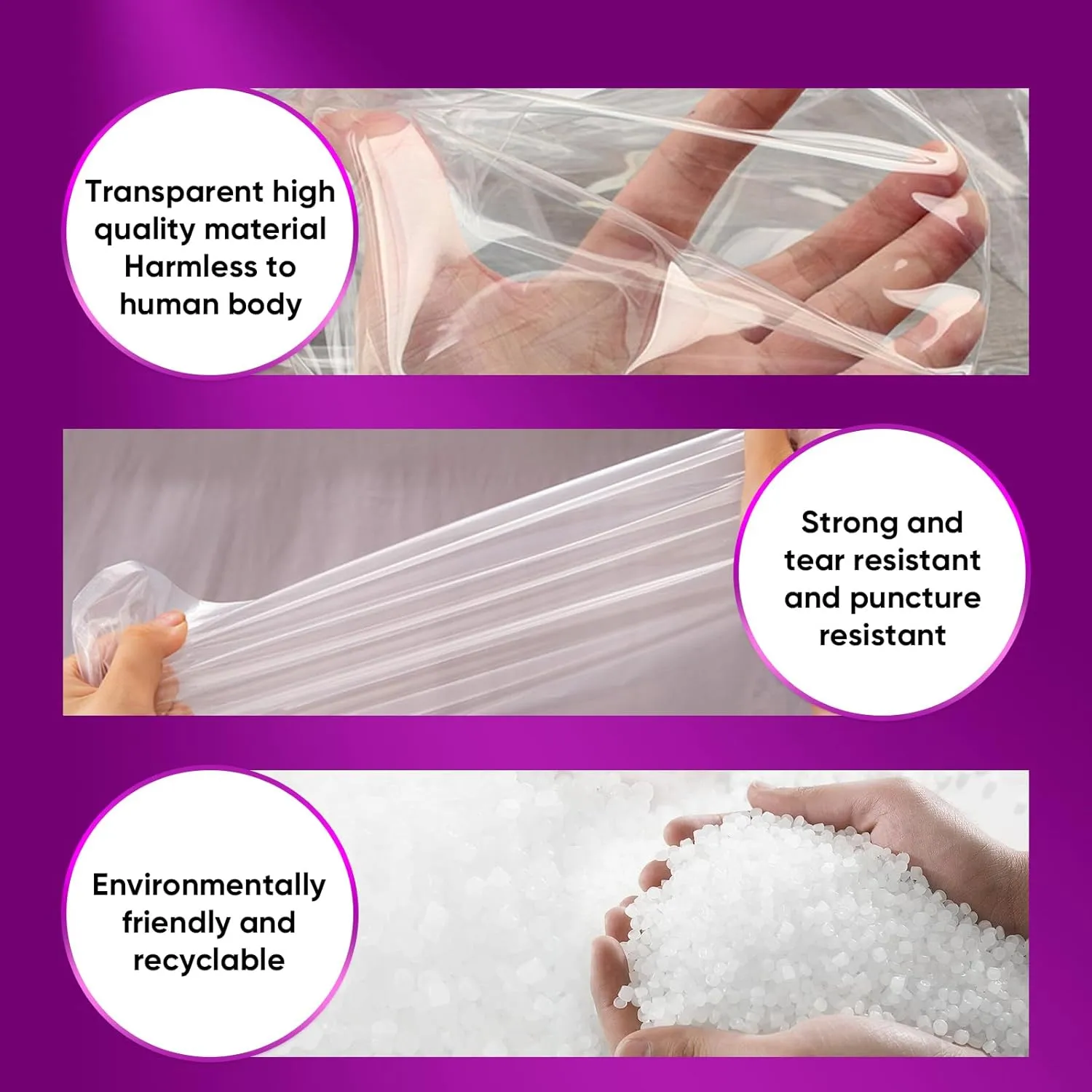 ZCHENBS® – Mattress Bags for Moving and Storage,Mattress Bag with Zippers,5 Mil Ultra-Thick Bed Bag,Waterproof,Anti-Tear,Heavy-Duty Mattress Bag (Tansparent/Purple, Twin/Twin XL-(2 Pack))