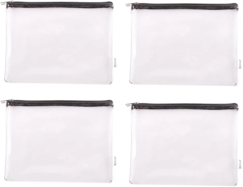 Zipper Clear Vinyl Security Bank Deposit Utility Tool Bag Check Wallet Money Organizer pouch 4-pack