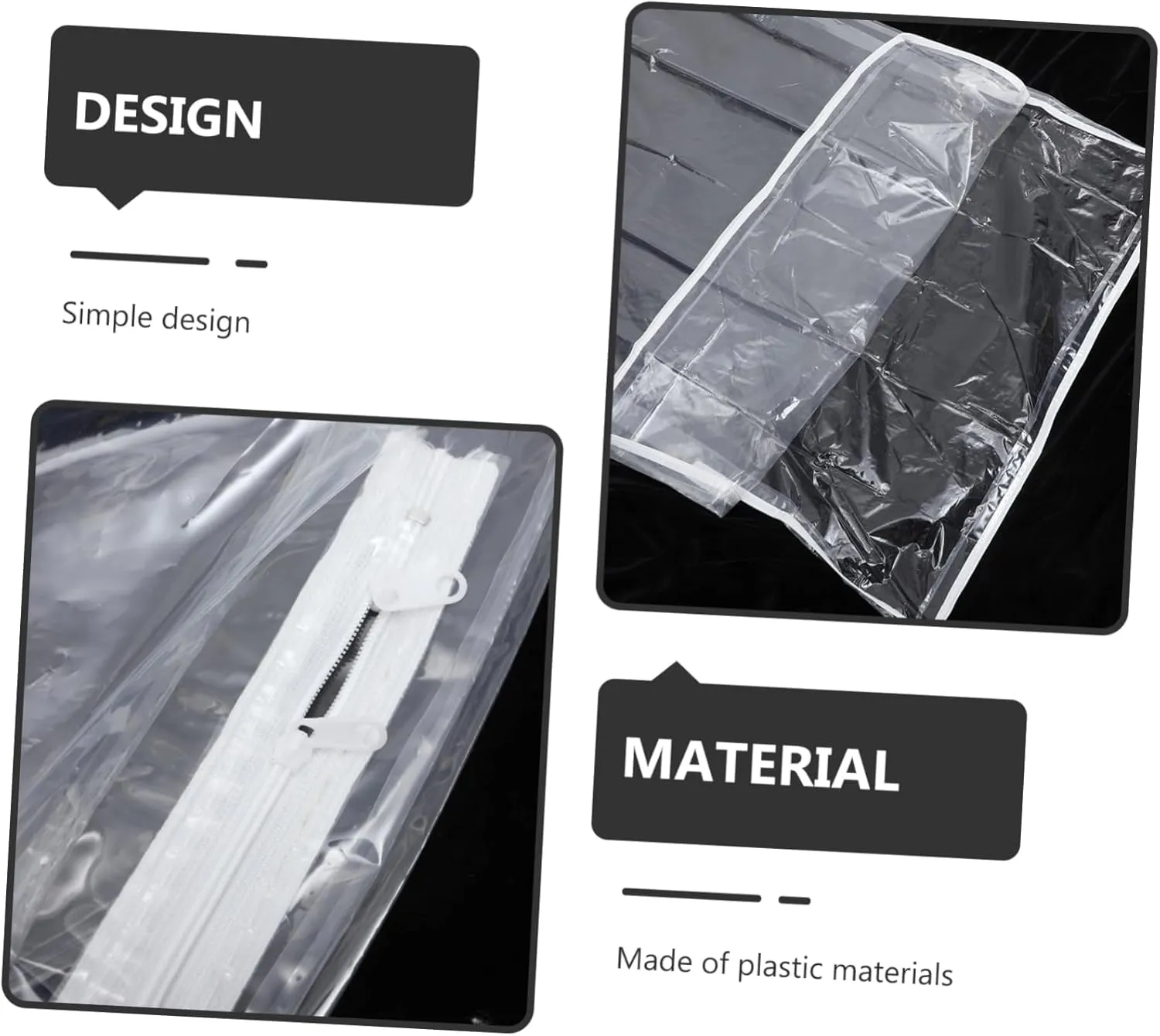 Zipper Mattress Cover Bag for Transparent Mattress Wrapping Bag Design for Mattresses Up to Height