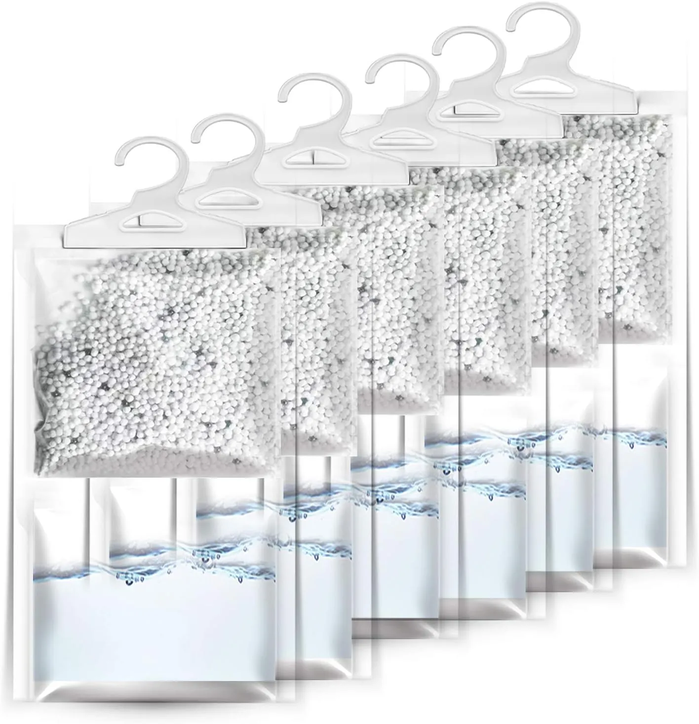 ZSZMFH 6 Pack Moisture Absorber & Max Odor Eliminator Hanging Bag, Charcoal Smell Remove Damp Musty Smell,Hanging Closet Dehumidifier Bags with 25g of Activated Charcoal (220g/pack)…